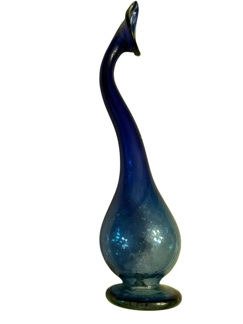 Vintage Cobalt Blue Swirl Glass Tear Catcher Vase Middle Eastern Rare JH1880